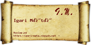 Igari Máté névjegykártya
